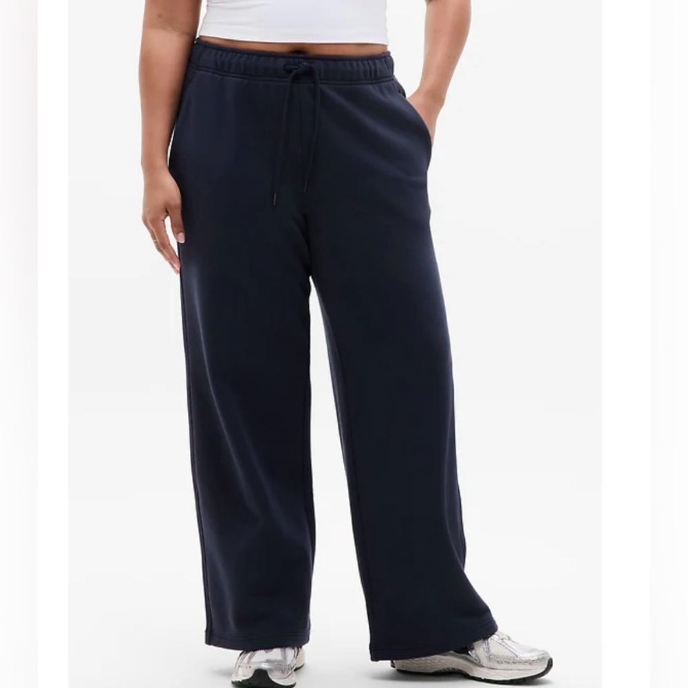 ATHLETA MID RISE TERRY HEAVYWEIGHT WIDE LEG PANTS NAVY XL TALL NWT